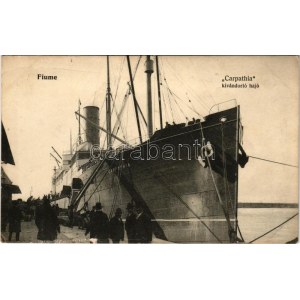 Carpathia kivándorlási hajó a fiume-i kikötőben. Leopold Rosenthal / Cunard RMS Carpathia immigration ship in Rijeka ...