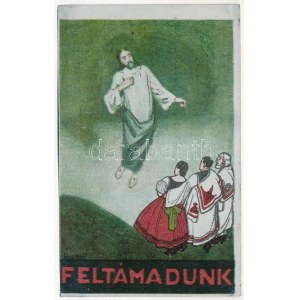 Feltámadunk! Irredenta propaganda lap fémlemezen / Hungarian irredenta propaganda on metal sheet card (9 x 14 cm...