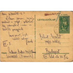 1944 Léderer András zsidó KMSZ (közérdekű munkaszolgálatos) tábori posta 705/1. levele Judaika ...