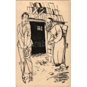 Byty ceskych úredníku / Judaica art postcard (EK)