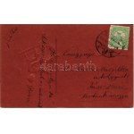 1911 Üdvözlet a Krampusztól! Szánkózás, dombornyomott / Krampus greeting, sledding - embossed