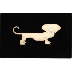 1913 Tacskó - dombornyomott / Dachshund dog - embossed (EB)