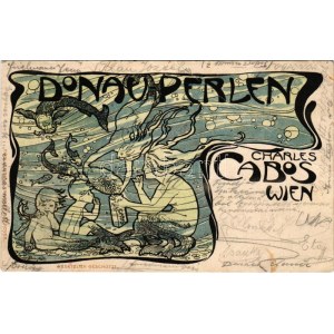 1902 Donauperlen Charles Caboz Wien. Rob. Leunis & Charman / Dunagyöngye szecessziós bécsi keksz reklám ...