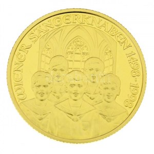 Ausztria 1998. 500Sch Au Bécsi Fiúkórus eredeti Münze Österreich fa tokban és tanúsítvánnyal (8g/0.995/22mm) T:PP ...