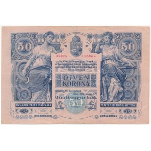 1902. 50K 1353 89075 T:F kis szakadás, kis ly. (tűnyom?) / Hungary 1902. 50 Korona 1353 89075 C:F small tear...