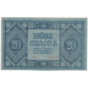 1919. július 15. 20K 1031 030140 T:AU több kisebb hajlás, egy nagyobb saroktörés / Hungary 15th July 1919. 20 Korona ...
