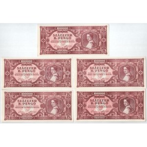 1946. 100.000BP (9db) T:AU egyiken nyomdai papírránc / Hungary 1946. 100.000 B.-Pengő (Billion Pengő) (9pcs) C...