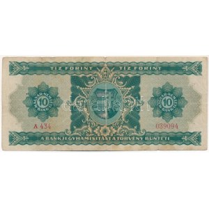 1946. 10Ft A 434 039094 T:VG folt, kis szakadás / Hungary 1946. 10 Forint A 434 039094 C:VG spot...