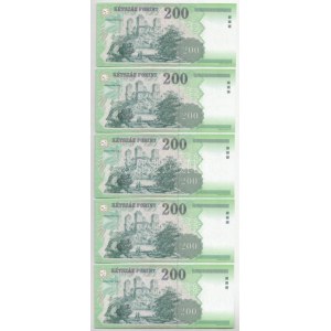 1998. 200Ft (5x) sorszámkövetők FE 4426420 - FE 4426424 T:UNC / Hungary 1998. 200 Forint (5x) consecutive serials ...
