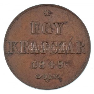 1848. 1kr Cu T:AU kis ph / Hungary 1848. 1 Kreuzer Cu C:AU small edge error Adamo B1