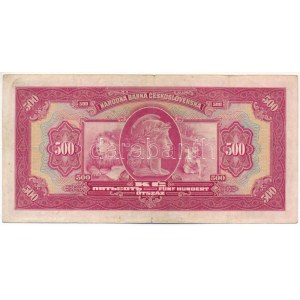 Szlovákia DN (1939) 500K kék SLOVENSKY STAT felülbélyegzéssel T:F Slovakia ND (1939) 500 Korun with blue ...