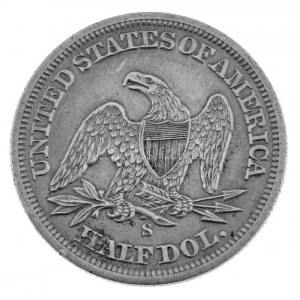 Amerikai Egyesült Államok 1860S 1/2$ Ag Seated Liberty San Francisco (12,42g) T:XF karcok / USA 1860S 1/2 Dollar Ag ...