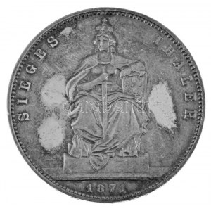 Német Államok / Poroszország 1871A Tallér Ag I. Vilmos / Győzelmi tallér (18,56g) T:XF patina / German States ...
