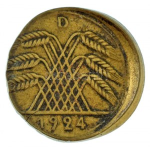 Német Birodalom / Weimari Köztársaság 1924D 5pf Al-bronz technológiai hibás veret (látványosan félrecsúszott veret) T...