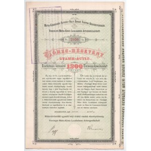 Budapest 1898. Mátra-Körösvidéki Egyesült Helyi Érdekű Vasutak Részvénytársaság törzsrészvénye 1200K...