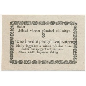 Jólsva 1849. 3kr T:AU foltos / Hungary / Jólsva 1849. 3 Kreuzer C:AU Adamo JÓL-1.2