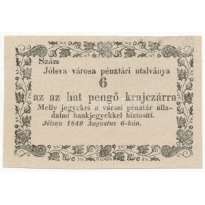 Jólsva 1849. 6kr T:AU foltos / Hungary / Jólsva 1849. 6 Kreuzer C:AU Adamo JÓL-1.3