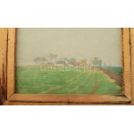 Prohászka József (1886-1964): Kecskeméti utcarészlet, 1956. Olaj, vászon. Jelzett. Hátoldalán alföldi tanya vázlattal...