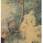 Neogrády Antal (1861-1942): Sétáló hölgy napernyővel, 1893. Akvarell, papír, jelezve jobbra lent (Neogrády A 893)...