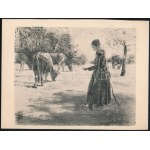 Max Liebermann (1847-1935). A legelőn (Auf der Weide). Rézkarc, papír, jelzés nélkül, 18×23 cm / etching on paper...