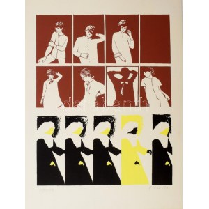 Lux Antal (1935-): Apácák, 1970. Szitanyomat, papír. Jelzett és datált (A Lux 70). 51x40 cm...
