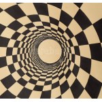 Lantos Ferenc (1929-2014): Op-art kompozíció, 1969. Tus, papír, jelezve jobbra lent, kissé foltos. Paszpartuban...