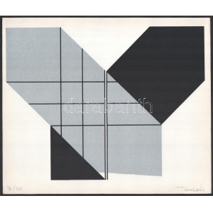 Trombitás Tamás (1952-): Geometrikus kompozíció (cím nélkül), 1982. Szitanyomat, papír, jelzett. Számozott: 70/130. 25...