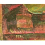 Marczell György (1897-1979): Lány virágcsokorral, 1976. Olaj, vászon, jelzett. Restaurált. Fakeretben. 97,5x77...