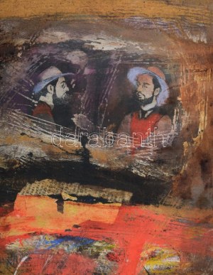 Horkay István (1945): Hommage a Toulouse-Lautrec. Vegyes technika, kollázs, farost, jelezve jobbra középen lent...