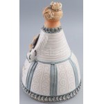 Kiss Roóz Ilona (1920-2010): Anya gyermekével. Mázas kerámia, kézzel festett. Jelzett, hibátlan, m: 31 cm //...