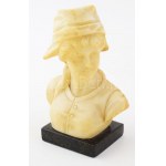 Salvatore Melani (1902-1934): Női büszt kendővel. Márvány, jelzett, márvány, kis kopással. 28 cm. / Salvatore Melani ...