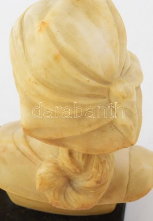 Salvatore Melani (1902-1934): Női büszt kendővel. Márvány, jelzett, márvány, kis kopással. 28 cm. / Salvatore Melani ...