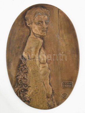 Kótai József (1940- ): Egon Schiele. Bronz plakett, jelzett, 3 példányban készült, 19x13 cm