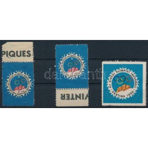 1956 3 db Téli olimpia levélzáró