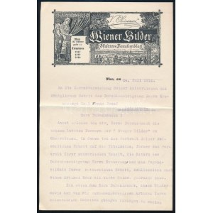 1914 A Wiener Bilder c. lap főszerkesztőjének Walter Becknek aláírt levele Károly főherceg udvartartásának...