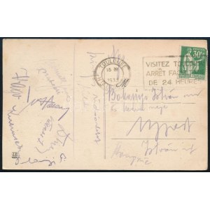 1933 Az UTE vízilabdacsapat által aláírt képeslap Franciaországból, az akkor magyar válogatott tagjaival: Halassy, Vágó...