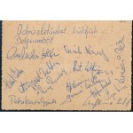 ca 1980 Magyar kajak kenusok aláírása Belgiumból hazaküldött képeslapon Petrikovics, Ring Rudolf, Veréb, Galambos...
