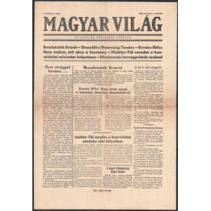 1956 Magyar Világ. 1956. nov. 1. I. évf. 1. szám., 2 p.
