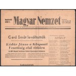1956. október 26. A Magyar Nemzet rendkívüli 2. száma, 1 p, hajtásnyomokkal, szakadásokkal...