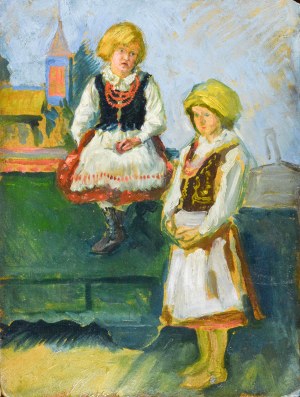 Józef PIENIĄŻEK (1888-1953), Dziewczynki w strojach góralskich