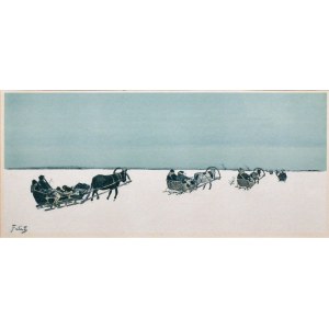 Julian FAŁAT (1853-1929), Winter landscape with sleigh, 1919-1920