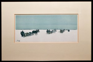 Julian FAŁAT (1853-1929), Pejzaż zimowy z saniami, 1919-1920