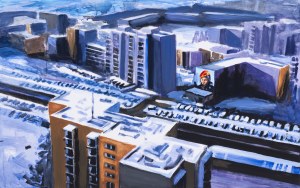 Marcin Kędzierski, Zimowy Natolin - widok na mural z Zofią Stryjeńską, 2024