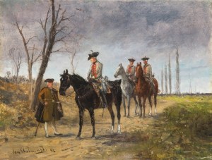 Jan Chełmiński (1851 Brzustów - 1925 Nowy Jork), Spotkanie na drodze, 1881 r.