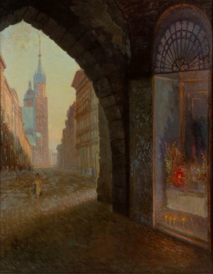 Antoni Chrzanowski (1905 Kraków - 2000 tamże), Widok na ulicę Floriańską, 1973 r.