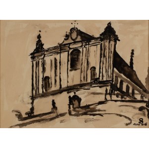 Stanisław Noakowski (1867-1928), Widok na kościół na wzgórzu, 1916 r.