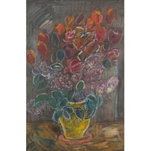 Emil Krcha (1894 Kalusz -1972 Krakow), Tulips with lilacs, 1968.