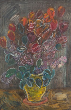 Emil Krcha (1894 Kałusz -1972 Kraków), Tulipany z bzem, 1968 r.