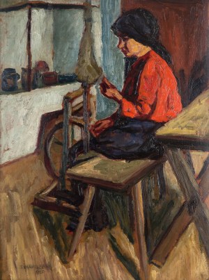 Efraim Mandelbaum (1884-1942), Dziewczyna przy kołowrotku, 1925 r.