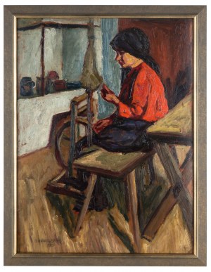 Efraim Mandelbaum (1884-1942), Dziewczyna przy kołowrotku, 1925 r.